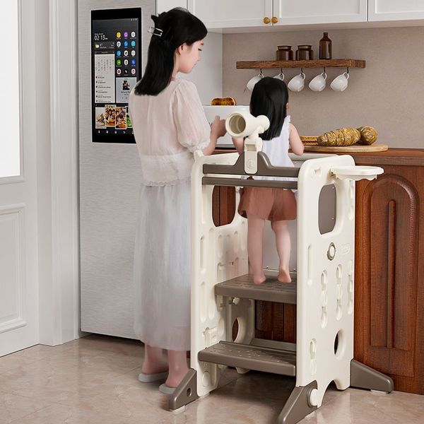 Детская башня помощник 6-в-1 Lumpurini Torre Montessori Pietro. Табурет-лестница, подставка для детей от 1 года на 2 ступени. С кольцекидом и кольцами, баскетбольным кольцом и мячом, телескопом YY24521 фото