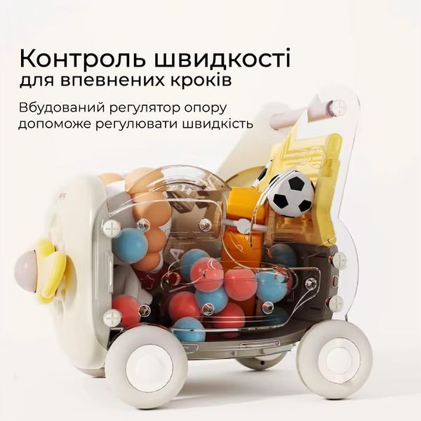 Детская тележка 4-в-1 Lumpurini Rigoberto для катания с регулировкой скорости и шнурком, органайзер для игрушек SQXTC003 фото